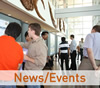 Students congregate in the Founders Building atrium.